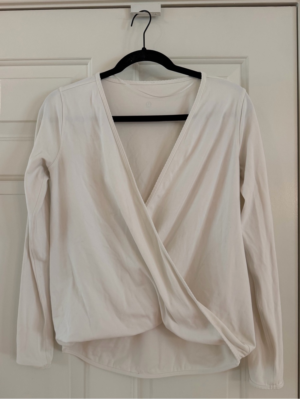 Lululemon White Wrap Front Long Sleeve Top
